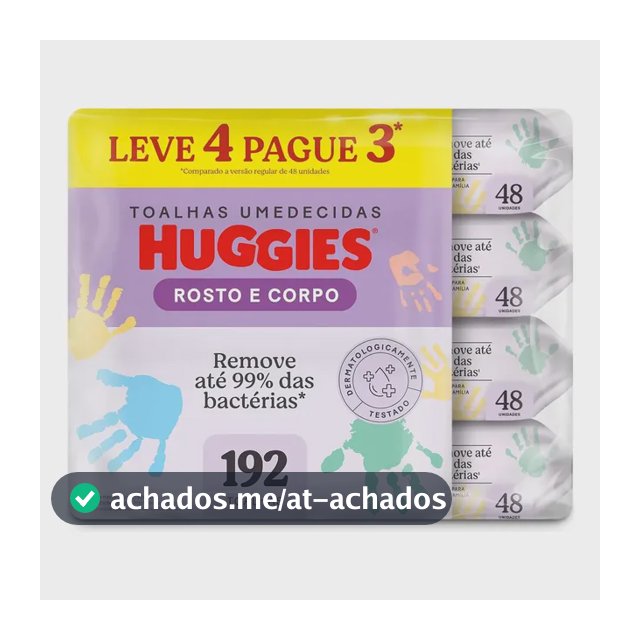 Lenços Umedecidos Huggies Rosto E Corpo 4 pcts - 192 Un