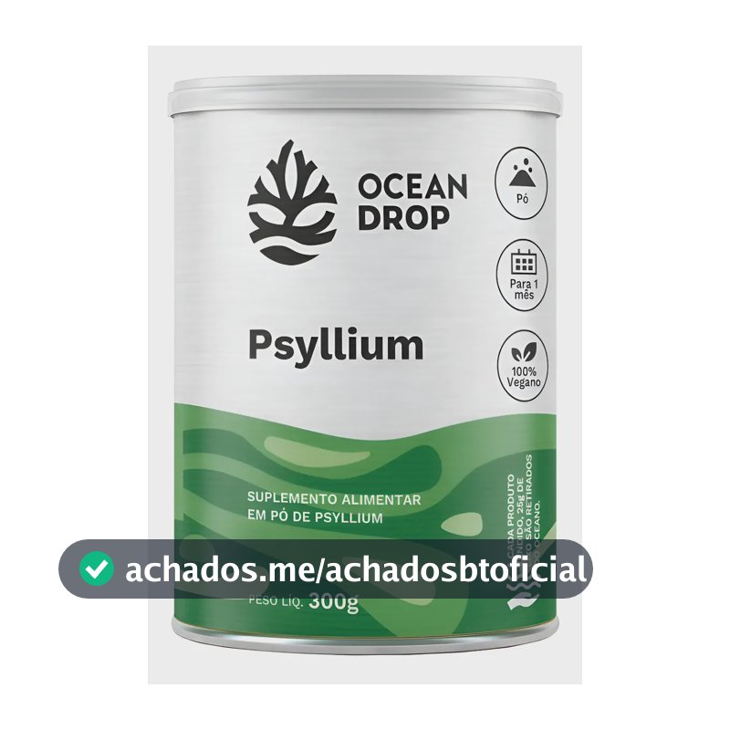 Psyllium Em Pó Ocean Drop Fibras Solúveis Natural 100% Vegan Psyllium Em Po Natural 300g