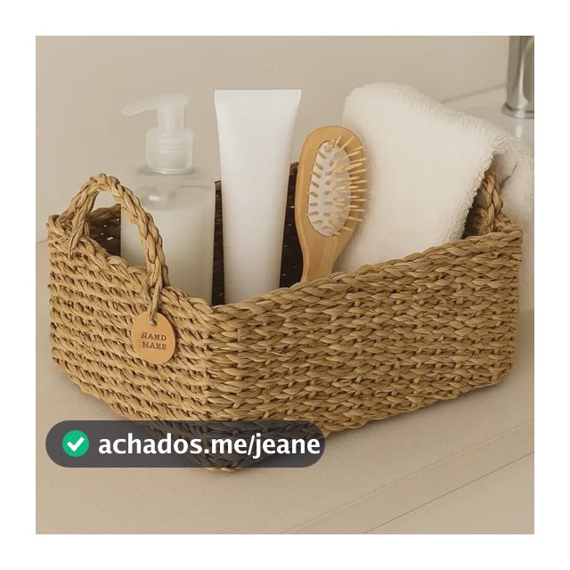 Cesto Caixa Organizador Seagrass Quarto Banheiro Decorativo Palha