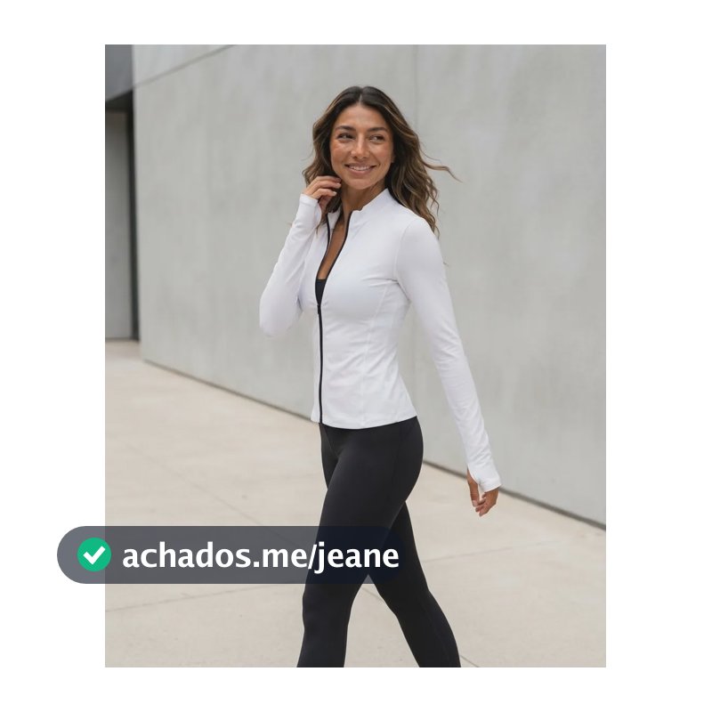 Jaqueta Feminina Academia Fitness Zíper Corrida Liso Dry Fit Branco Único 36-44
