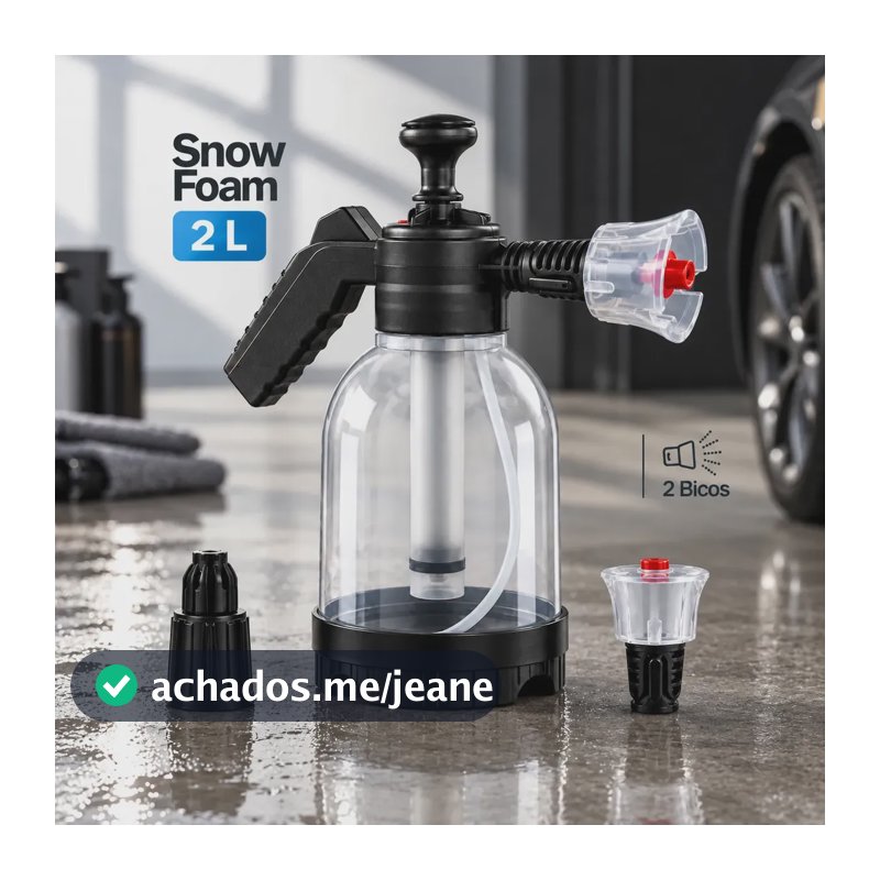 Pulverizador Manual Snow Foam Luxena de 2 L Com Bico Ajustável Canhão Borrifador De Espuma Para Lavadoras Limpeza Eficiente Aplicador Manual Com Engate Rápido Transparente Lava Jato