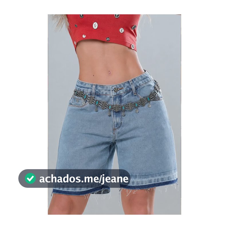 Short Jeans Biker Reto Barra Desfiada Premium 100% Algodão Azul-claro Lisa 44