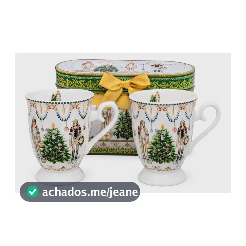 Kit 2 Canecas Quebra Nozes Decorada 11x8cm 300ml - Dinatale