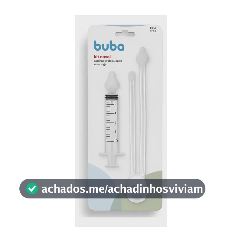 Kit Aspirador Nasal Buba Bebê Sucção + Seringa Lavador Nasal Branco