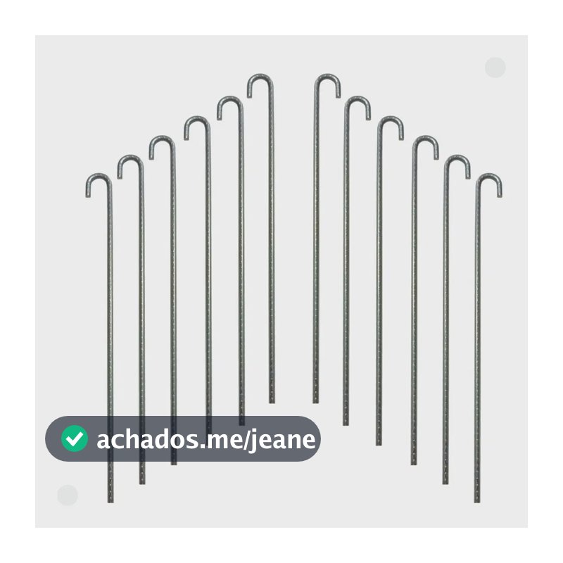 Estacas Aço CA-50 P/ Barraca 25cm 4,2mm C/ 12 Unidades