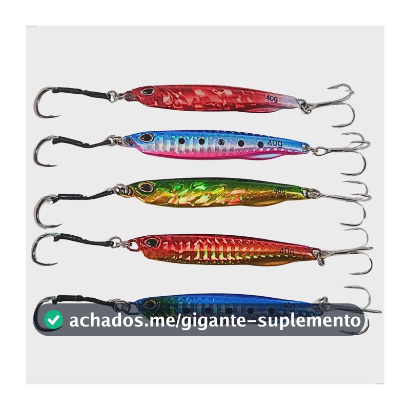Kit 5un Iscas Artificiais Jumping Jig 7,5cm 40g Slow Metal Kit 5un