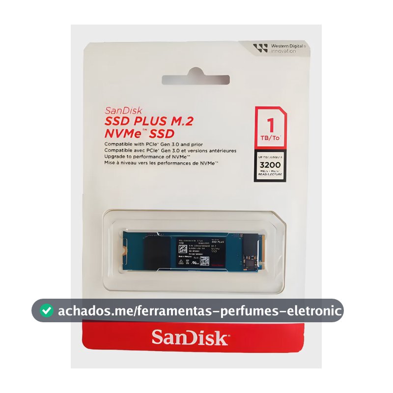 Ssd M.2 Nvme 1tb Sandisk Plus Sdssda3n-1t00-g26 3200mbps Azul-marinho