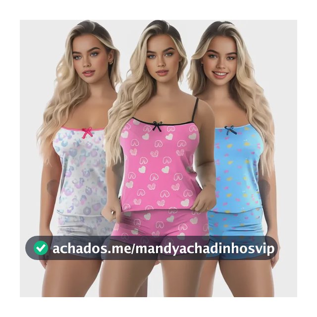 Kit 3 Baby Doll Conjunto Feminino Pijama Microfibra Sortidos