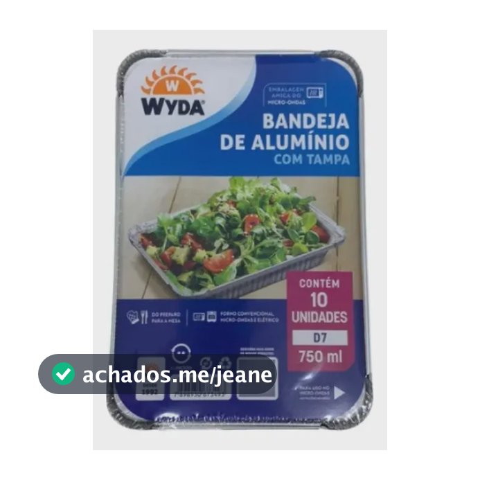 Bandeja Descartável de Alumínio Retangular Wyda D7