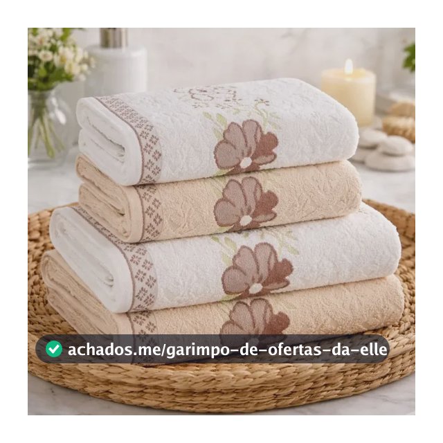 Jogo De Toalhas Karsten 100% Algodão Floral Grossa 4 Peças