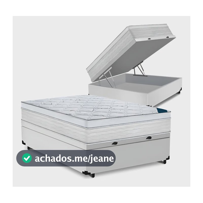 Cama Box Baú Casal + Colchão Toronto Mola Ensacada D33 32cm Cor Branco