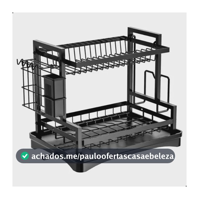 Escorredor Louças Drenagem Automática 360° 2 Níveis Metal Preto