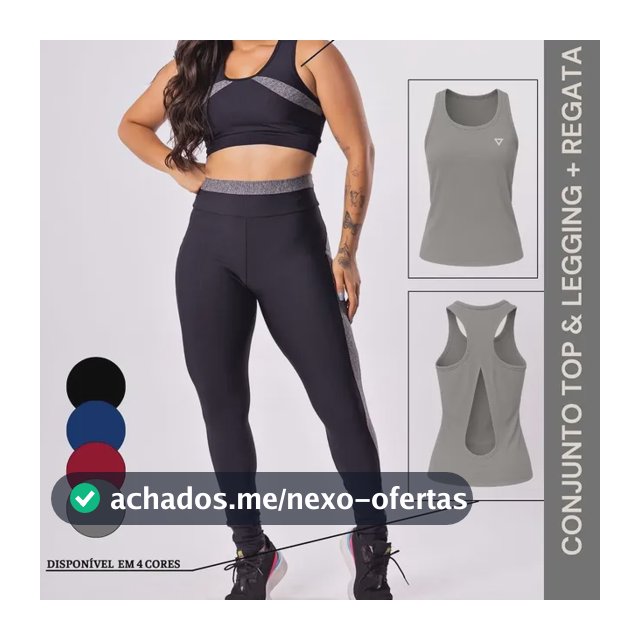 Kit Conjunto Fitness Feminino Roupa Academia Legging Regata