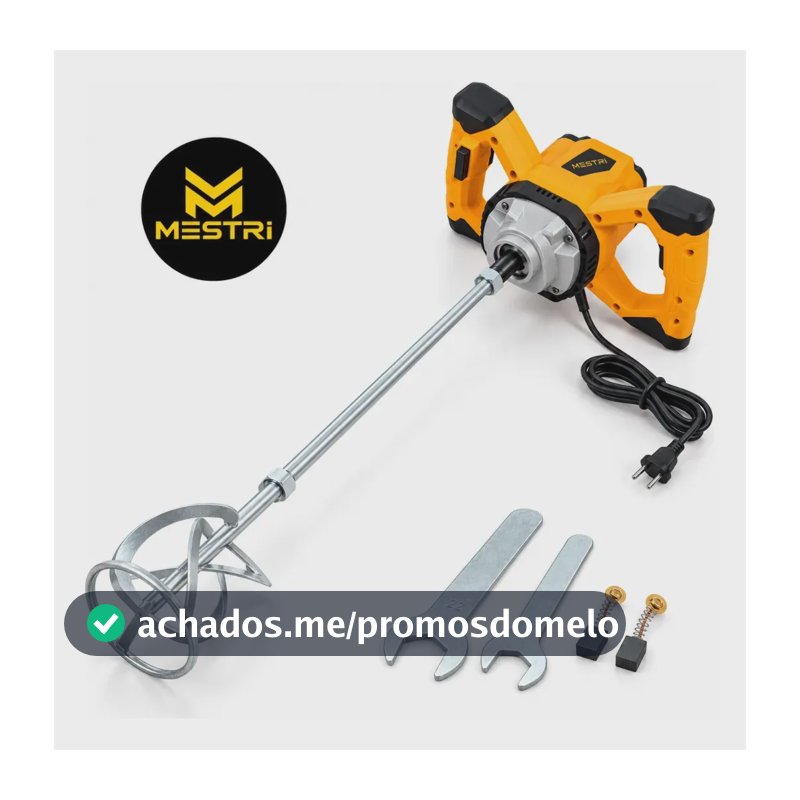 Misturador Elétrico De Argamassa 1400w Tinta Gesso Rejunte Textura Profissional Mestri M-235