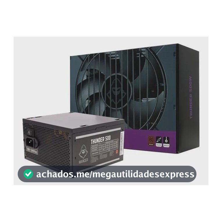 Fonte Mancer Thunder 500w Bronze 80 Plus, Mcr-thr500-bl01 Cor Preto