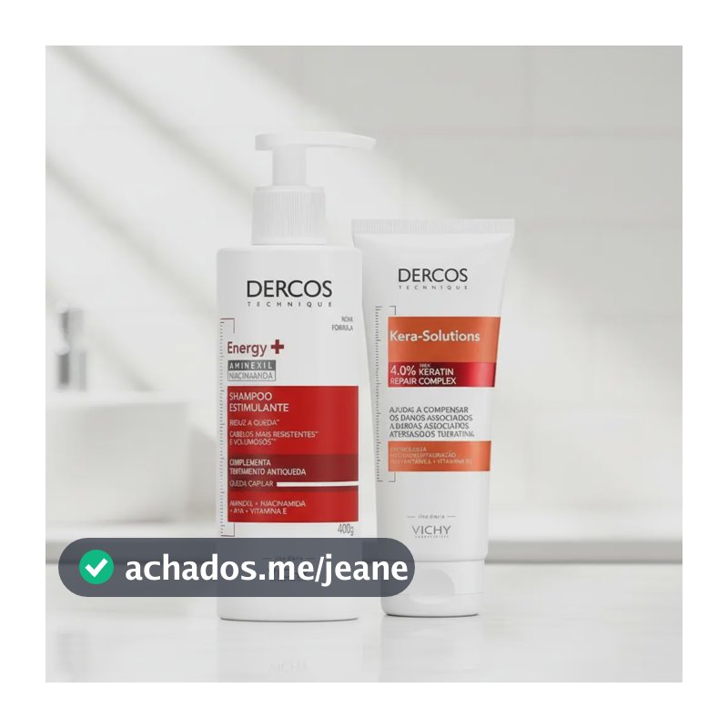 Kit Dercos: 1 Shampoo Antiqueda Energy+ 400g + 1 Condicionador Kera Solutions 200ml