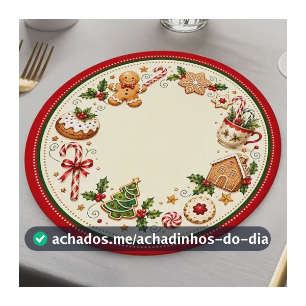 Kit 8 Capas Para Sousplat Decoração Natal Mesa Posta 35cm Padrão Natal