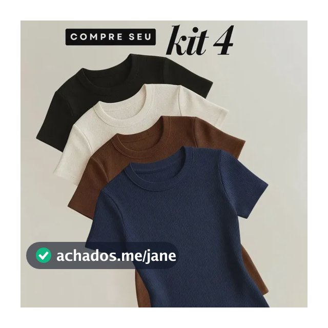Kit 4 Blusas Feminina Ribana Canelado Estilosa Básica Casual Preto, Branco, Marrom E Azul Marinho Liso Gg/exg (44/48)