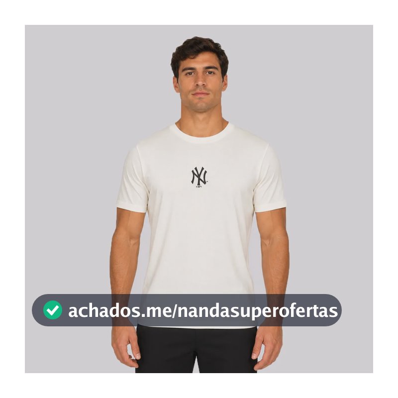 Camiseta New Era New York Yankees Basica Off White Branco - M