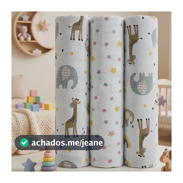 Kit Cueiro Manta Estampado 80x50 Algodão Confortável Bebê