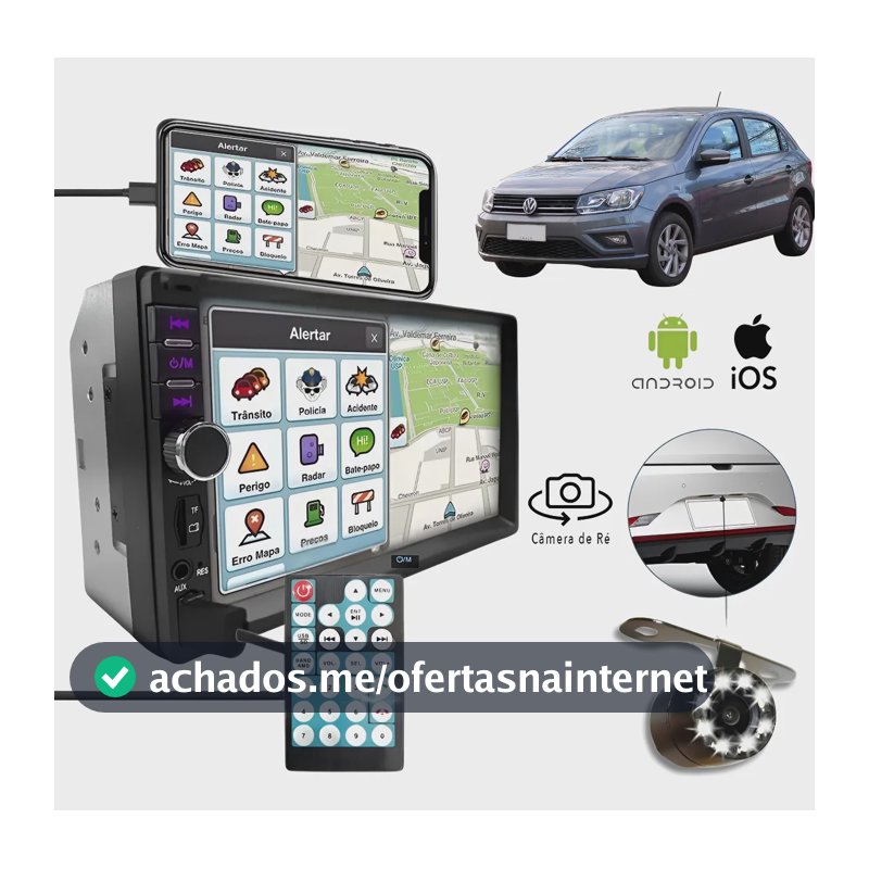 Central Multimídia Espelhamento E Bluetooth Player 2din 7pol Preto