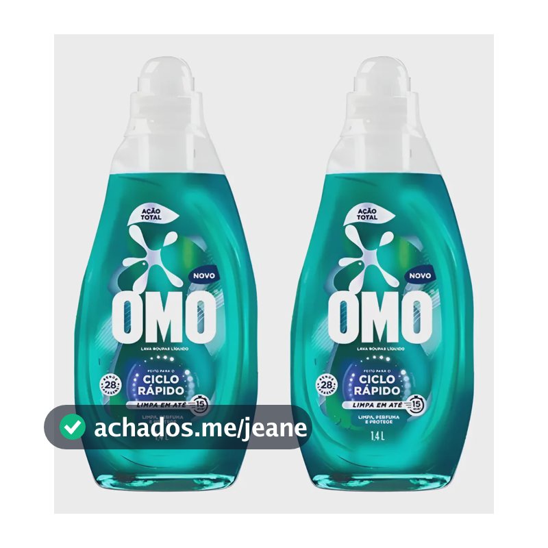 Kit 2 Novo Omo Ciclo Rapido Ação Total Verde 750ml
