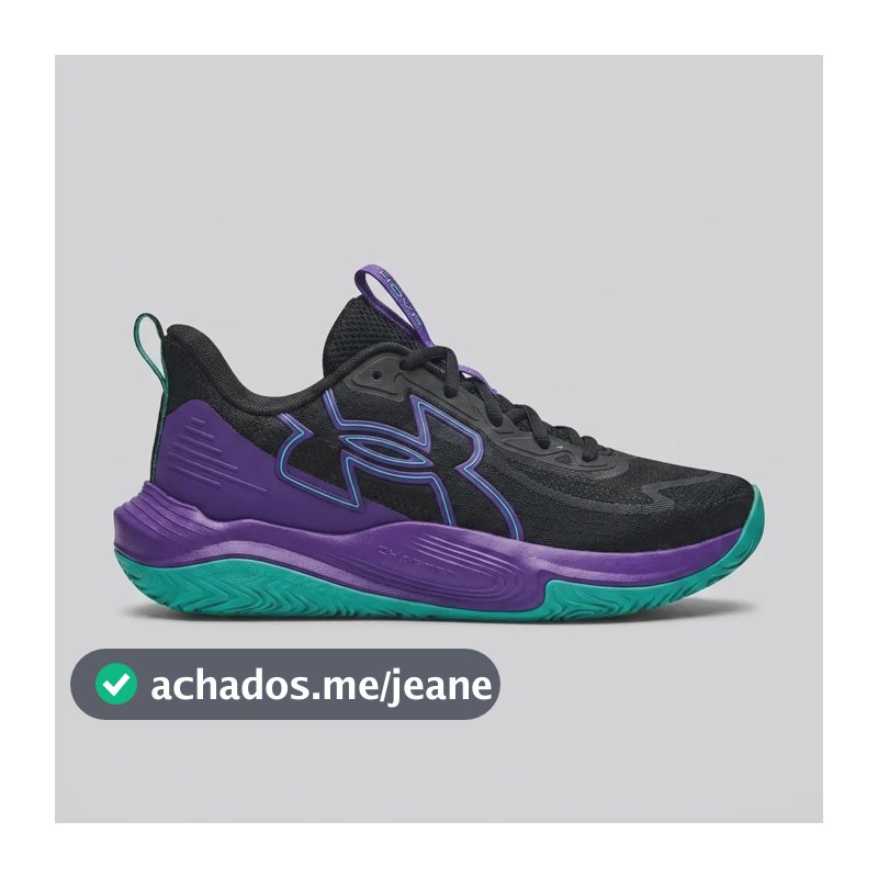 Tênis Under Armour Baller Basquete Performance Conforto Preto / Roxo / Turquesa 40 Br