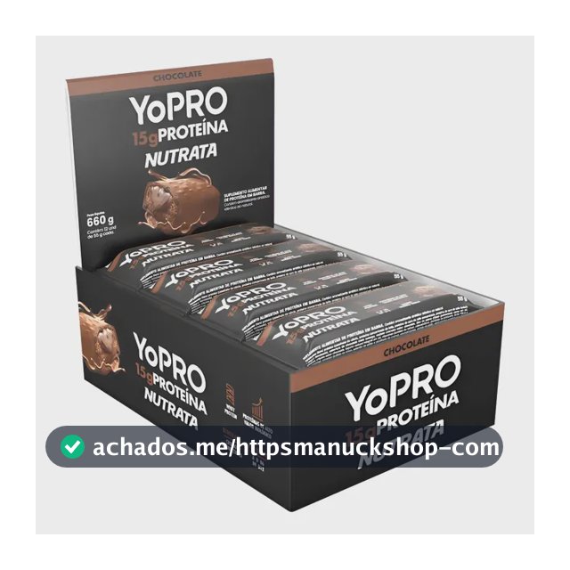 Barra De Proteína Yopro Cx 12 Un Nutrata Sabor Chocolate Chocolate