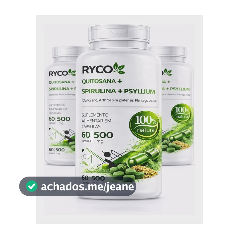 5x Quitosana Spirulina Psyllium 300 Cápsulas Sem Sabor