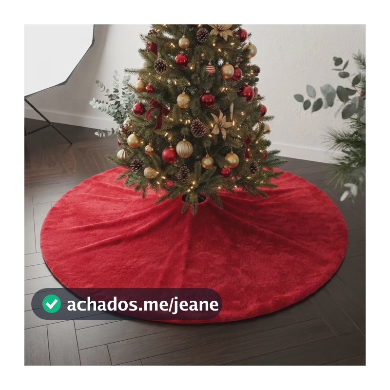 Saia Tapete De Árvore De Natal Em Pelúcia 70cm Vermelho Vermelho Pelúcia