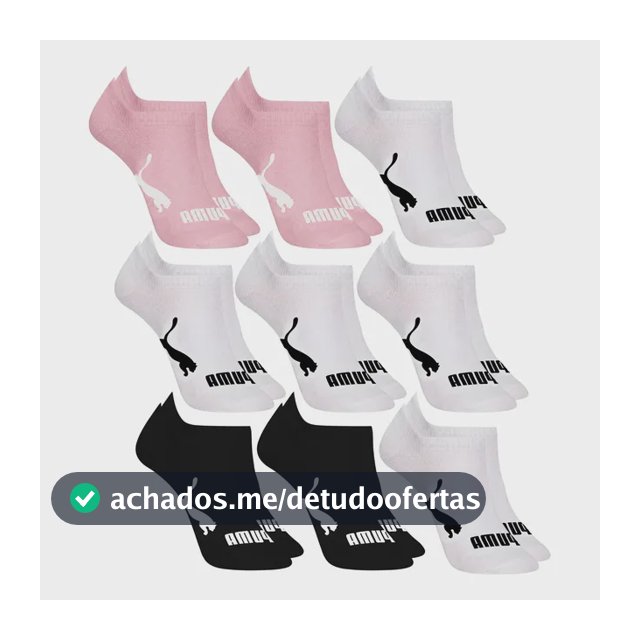 Kit 9 Pares Meias Invisível Puma Sapatilha Soquete Original