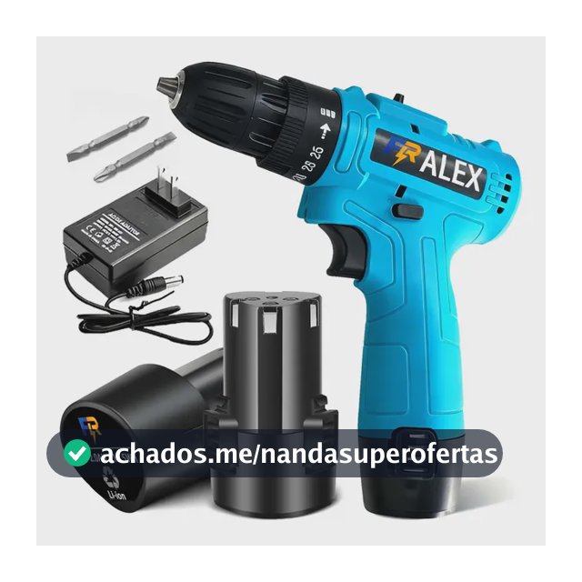 Parafusadeira Furadeira Tipo 3/8 Sem Fio 2x Baterias 12v 2.0 Ah Bivolt Frequência 50/60hz 2 Funções Com Kit Jogo 2 Bits