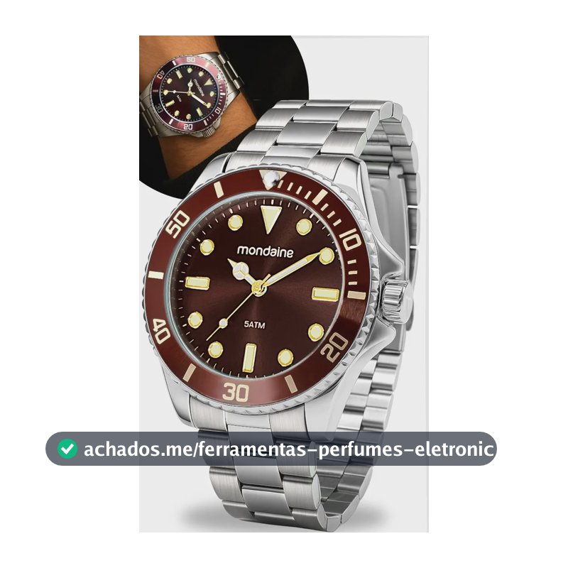 Relógio De Pulso Mondaine 32549g0mvne1 Com Corria De Aço Inoxidável Cor Prateado - Fondo Marrom