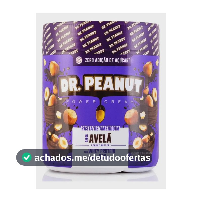 Amendoim, Proteínas, Gordura Dr. Peanut Creme de Amendoim Pasta 100% Original Dr. sabor Avelã x 600g
