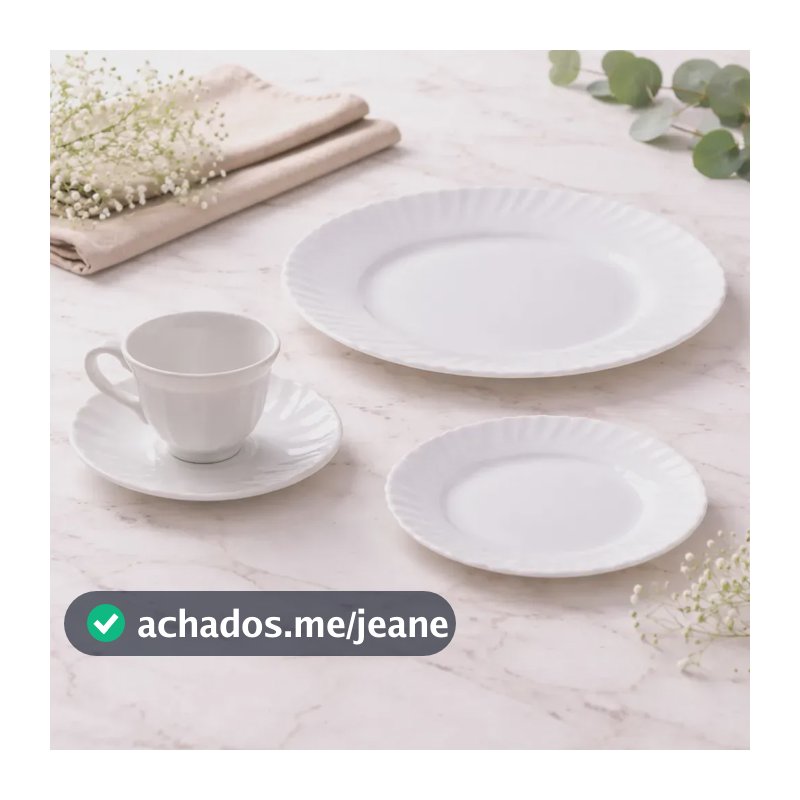 Aparelho De Jantar E Chá Lush Em Vidro 16 Peças Cor Branco