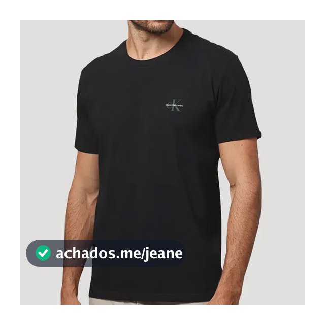 Camiseta Calvin Klein Jeans New Mono Logo Re Issue Preta Preta L/g