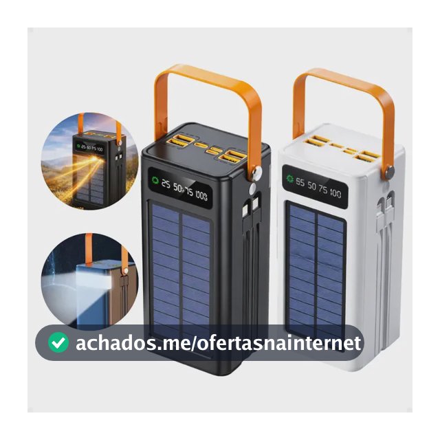 Carregador Portátil Power Bank Solar Turbo 50.000mah Rápido Branco