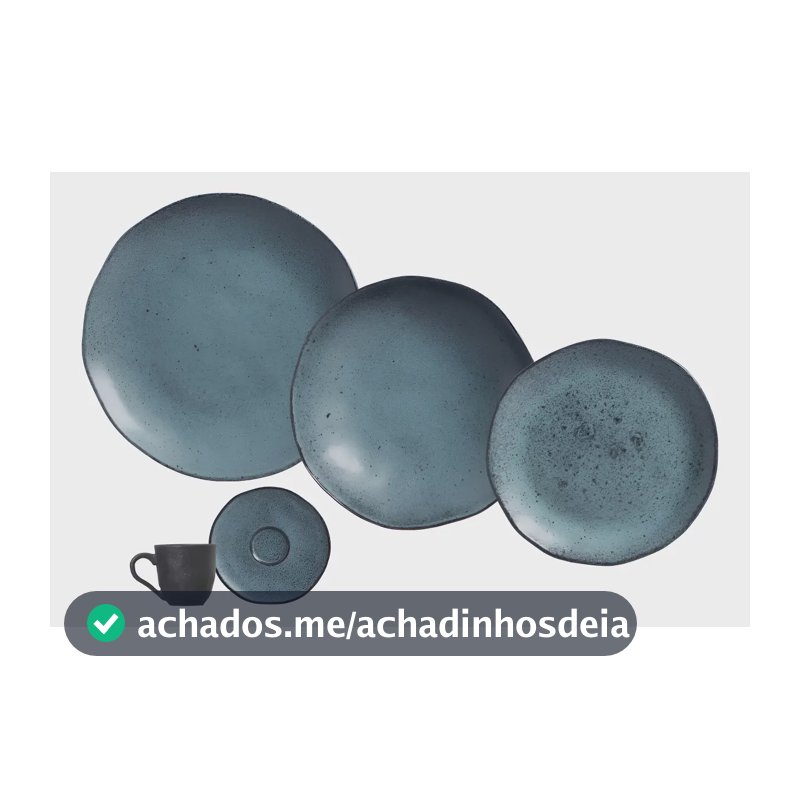 Aparelho de Jantar Porto Brasil Cerâmica 30 Peças Orgânico Petroleum Azul