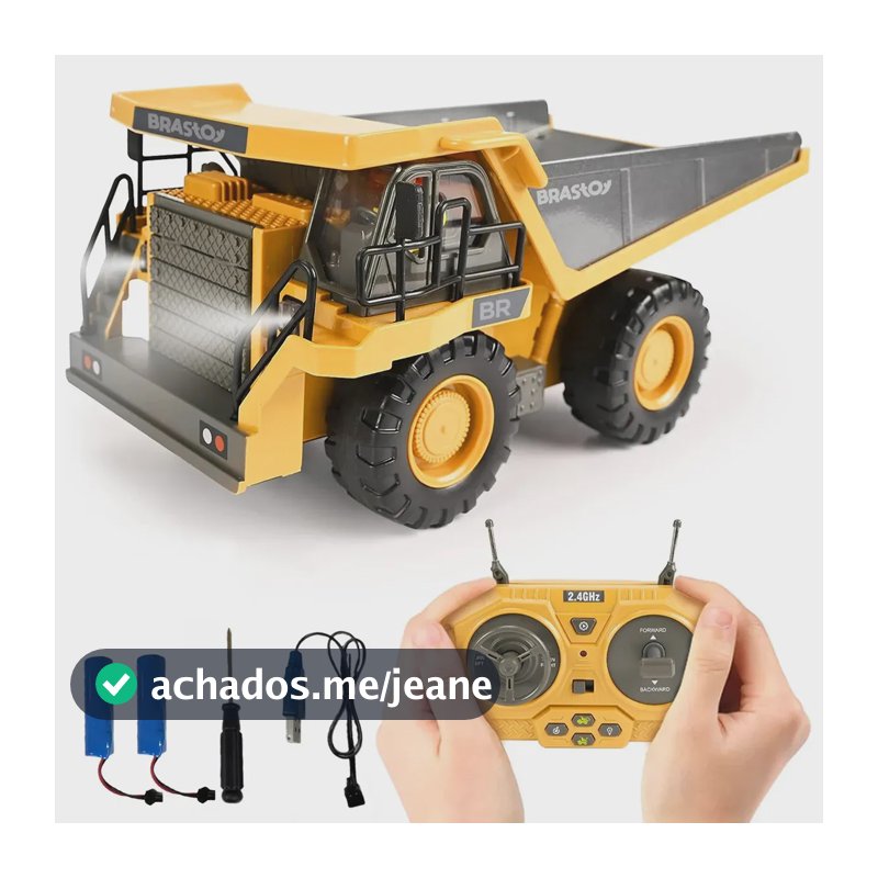 Brastoy Caminhão Basculante De Mineração Carregadeira Controle Remoto 9 Canais Tração 4x4 2.4ghz Carga 2,5kg Luz E Som Realista Bateria Recarregável-b144