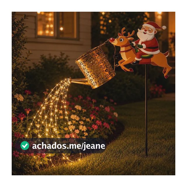 Regador Papai Noel Com Luz Solar Para Jardim Branco Quente