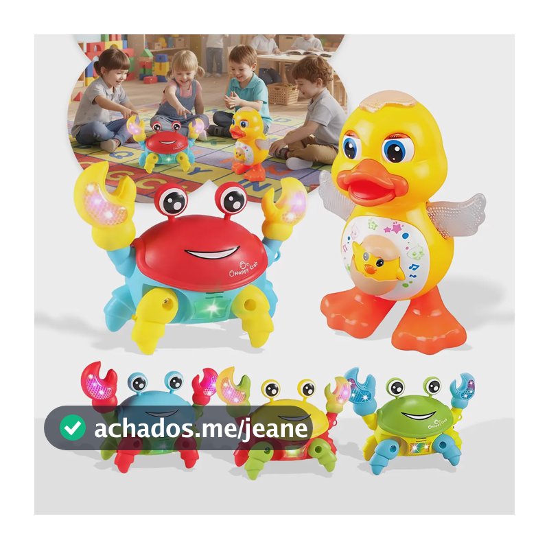 Kit Pato Dançante E Caranguejo Fujão Brinquedos Som Infantil