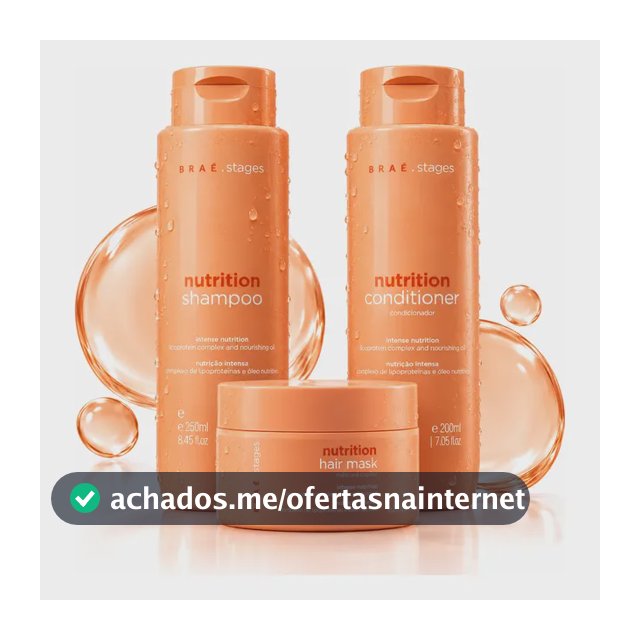 Kit Shampoo Condicionador E Mascara Braé Stages Nutrition