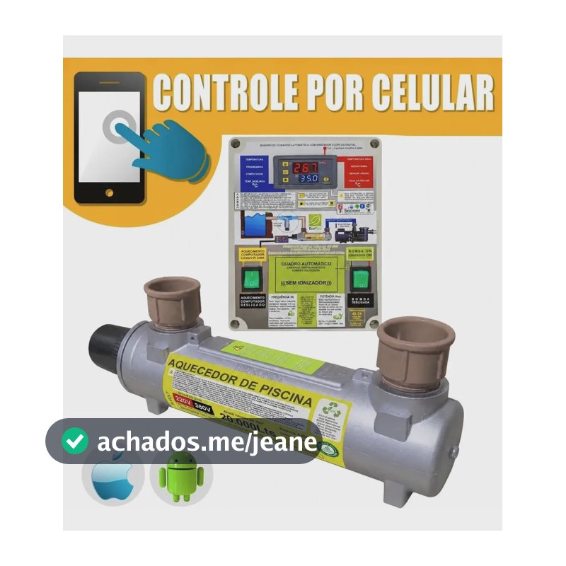 Aquecedor De Piscina 20.000lt Inox Auto + Mod Wi-fi Celular. 220v/380v