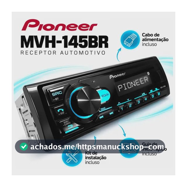 Radio Pioneer Bluetooth Automotivo Mvh-145br Usb Mp3 Fm
