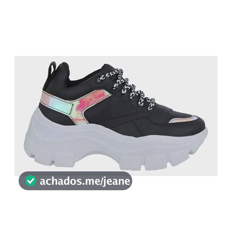 Tênis Feminino Sneaker Colorido Sola Plataforma Melhor Preço Preto 33 Br