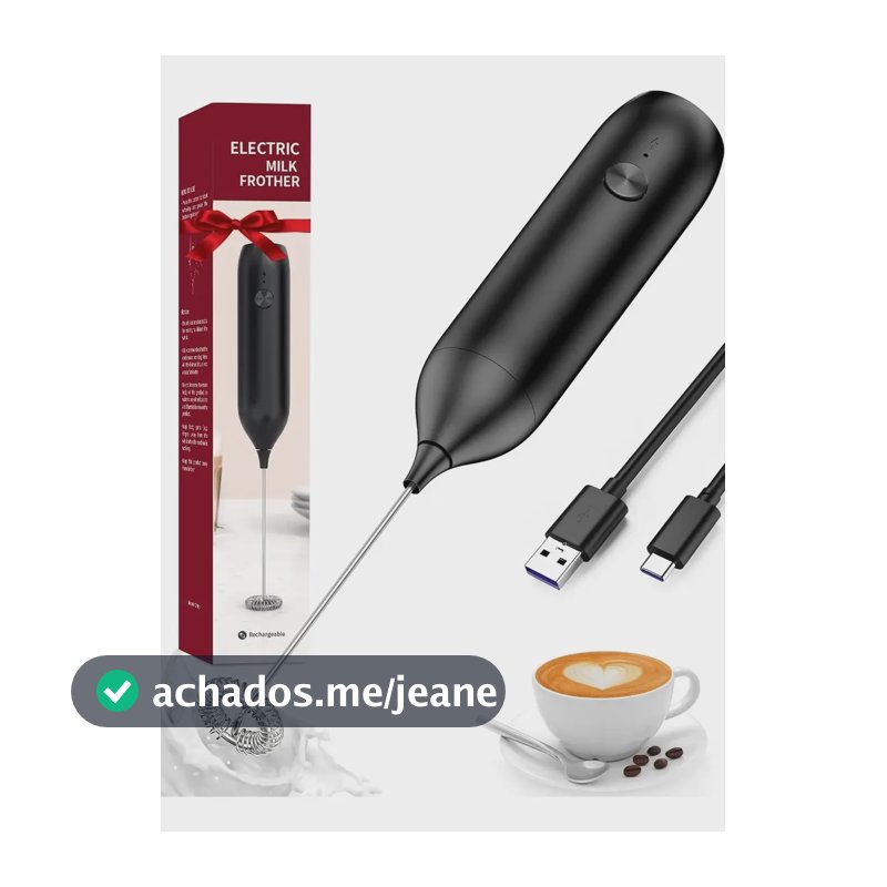 Misturador Bebidas Ovos Portátil Recarregável Mini Mixer Preto