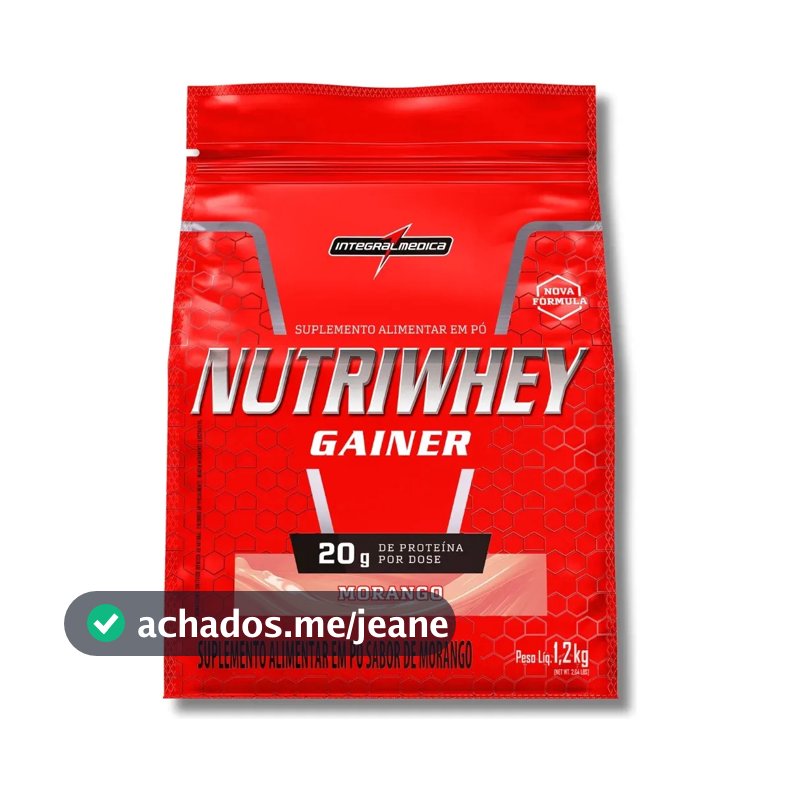 Nutri Whey Gainer 1,2kg - Nova Fórmula - Integralmédica Morango