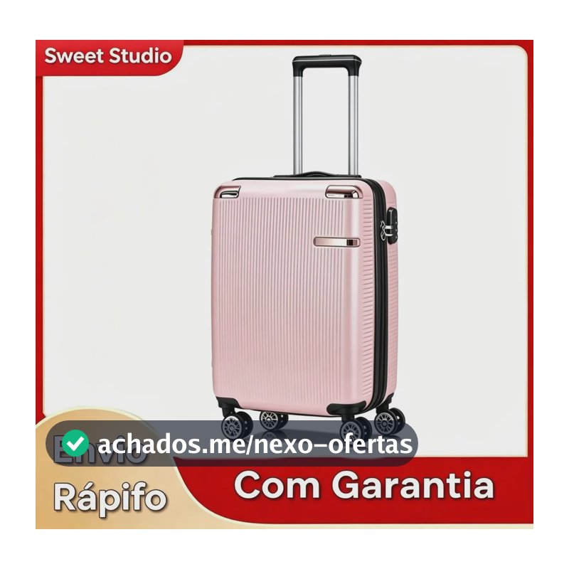 Mala de Viagem de Bordo ABS Sweet Studio com Rodas Duplas 360° para Cabine – Rosa
