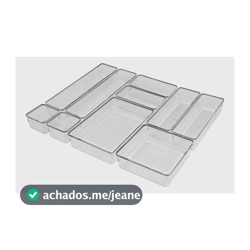 Kit com 10 organizadores modulares com gaveta acrílica transparente