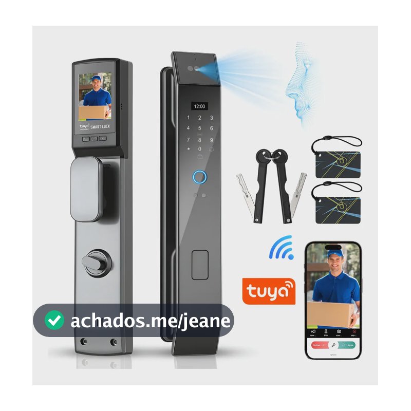 Fechadura Eletronica Inteligente Com Wifi Tuya E Facial 3d Preto